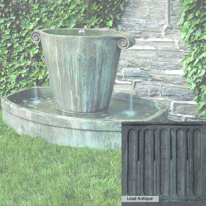 Lead Antique Patina for the Campania International Anfora Fountain, deep blues and greens blended with grays for an old-world garden.