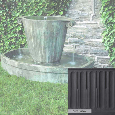 Nero Nuovo Patina for the Campania International Anfora Fountain, bold dramatic black patina for the garden.