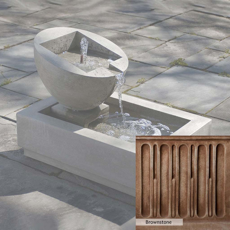 Brownstone Patina for the Campania International Genesis II Fountain, brown blended with hints of red and yellow, works well in the garden.
