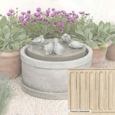 French Limestone Patina for the Campania International Passaros Fountain, old-world creamy white with ivory undertones.