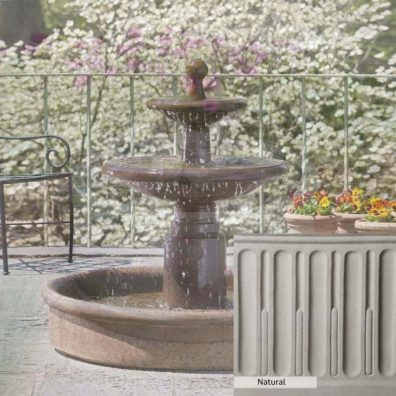 Natural Patina for the Campania International Esplanade Two Tier Fountain is unstained cast stone the brightest and whitest that ages over time.