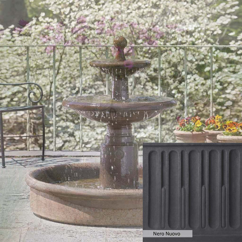 Nero Nuovo Patina for the Campania International Esplanade Two Tier Fountain, bold dramatic black patina for the garden.