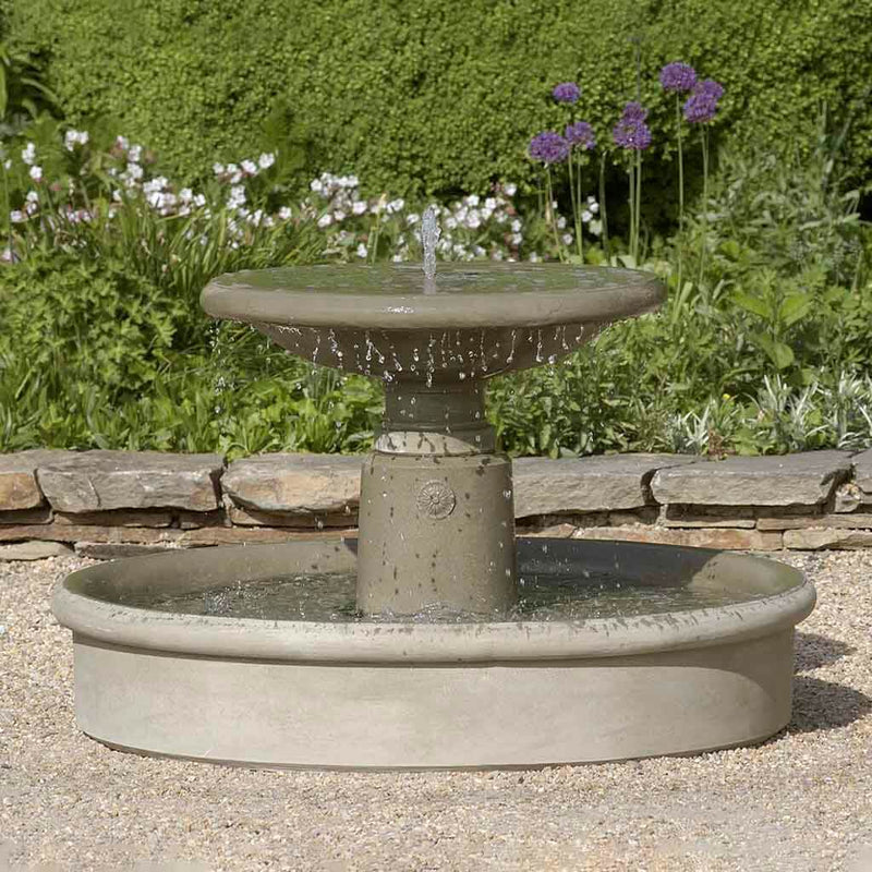 Campania International Esplanade Fountain is made of cast stone by Campania International and shown in the Verde Patina
