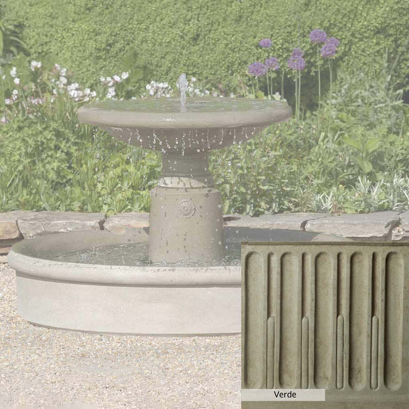 Verde Patina for the Campania International Esplanade Fountain, green and gray come together in a soft tone blended into a soft green.