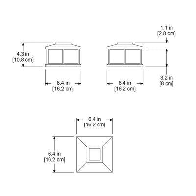 The Mayne Solar Cap measurement specifications, the length, width and height for installation purposes. 