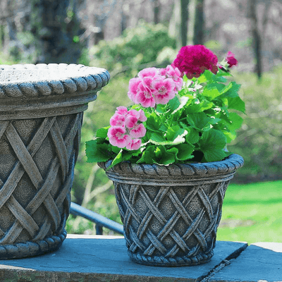 Campania International English Weave Small Planter, displayed in the best-selling hand-applied color.