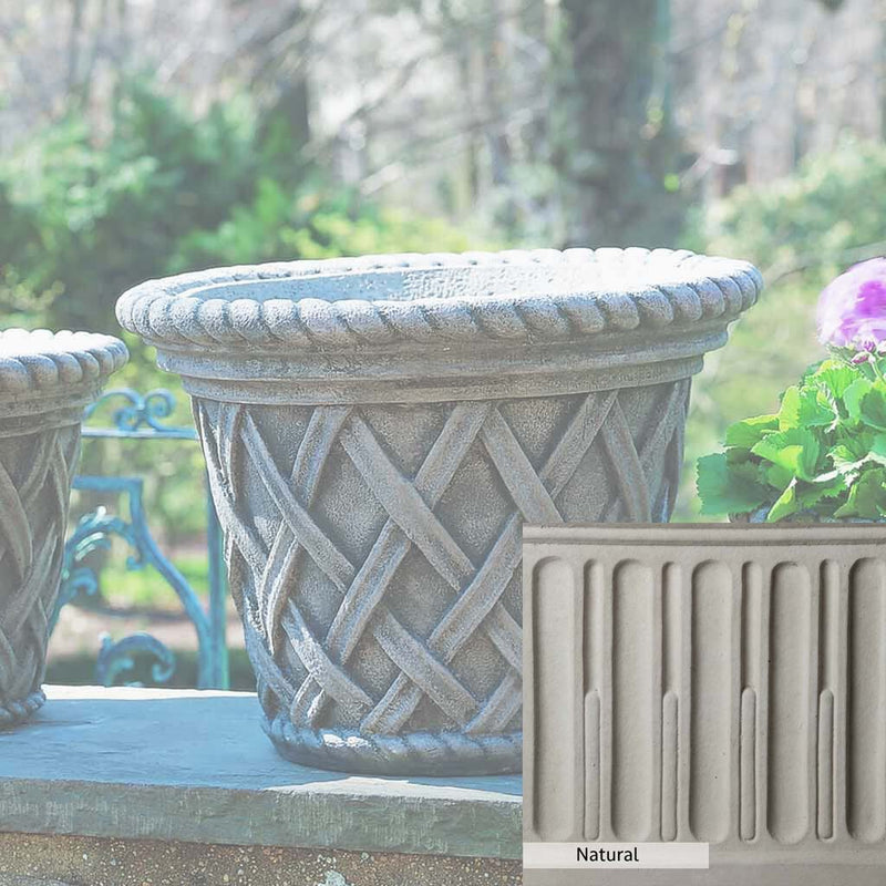 Natural Patina for theCampania International English Weave Large Planter is unstained cast stone, the brightest and whitest finish that will age.