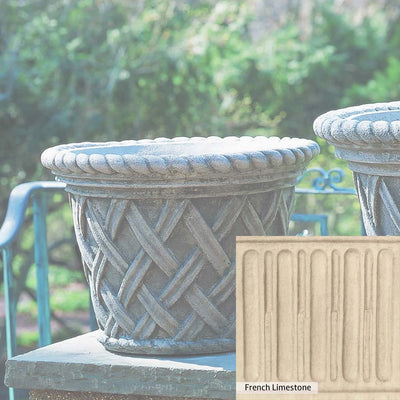 Ferro Rustico Nuovo Patina for the Campania International English Weave Medium Planter, red and orange blended in this striking color for the garden.