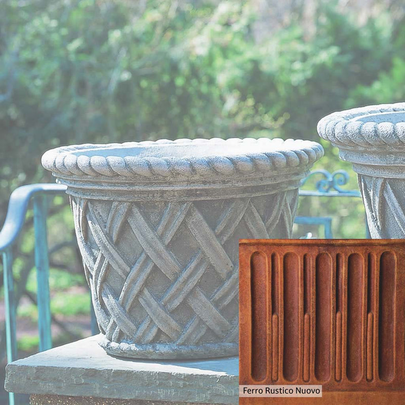 French Limestone Patina for the Campania International English Weave Medium Planter, old-world creamy white with ivory undertones.