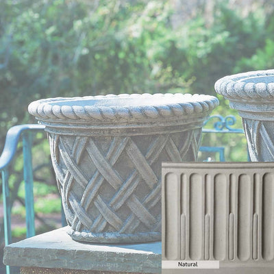 Natural Patina for theCampania International English Weave Medium Planter is unstained cast stone, the brightest and whitest finish that will age.