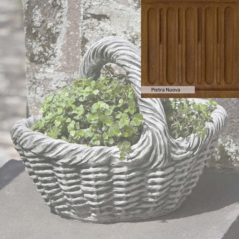 Pietra Nuova Patina for the Campania International Basket with Handle Small Planter, a rich brown blended with black and orange.