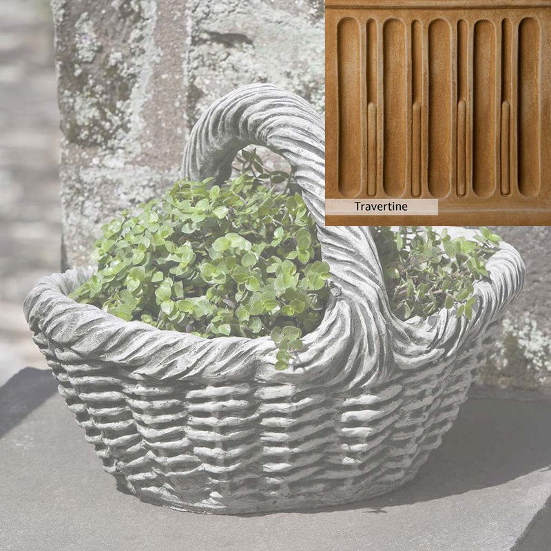Travertine Patina for the Campania International Basket with Handle Small Planter, soft yellows, oranges, and brown for an old-word garden.