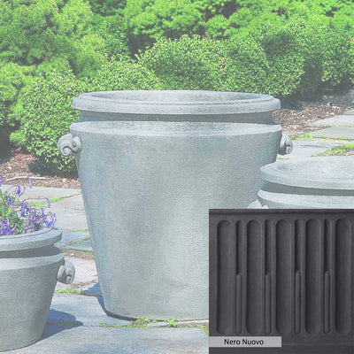 Nero Nuovo Patina for theCampania International Scroll Handle Large Planter, bold dramatic black patina for the garden.