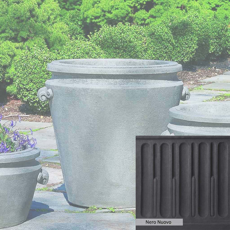 Nero Nuovo Patina for theCampania International Scroll Handle Large Planter, bold dramatic black patina for the garden.