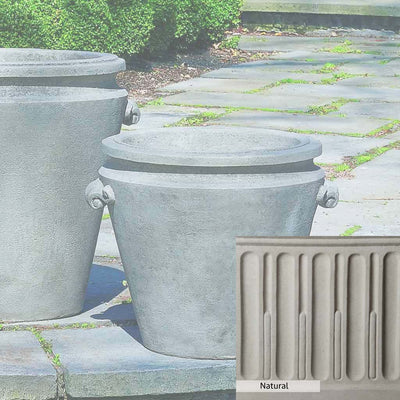 Natural Patina for theCampania International Scroll Handle Medium Planter is unstained cast stone, the brightest and whitest finish that will age.