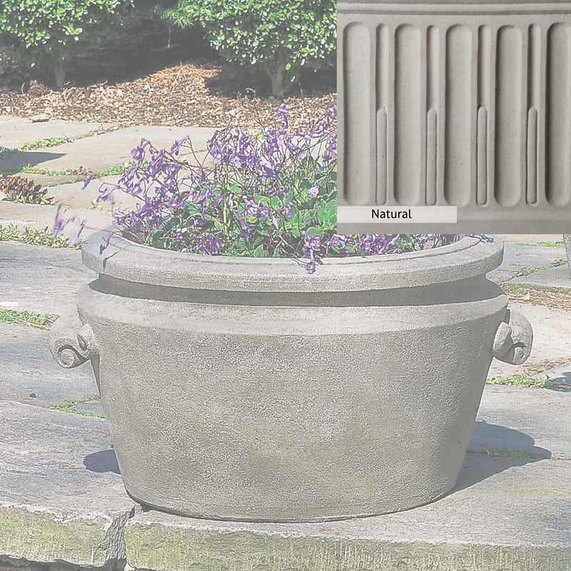 Natural Patina for theCampania International Scroll Handle Tub Planter is unstained cast stone, the brightest and whitest finish that will age.