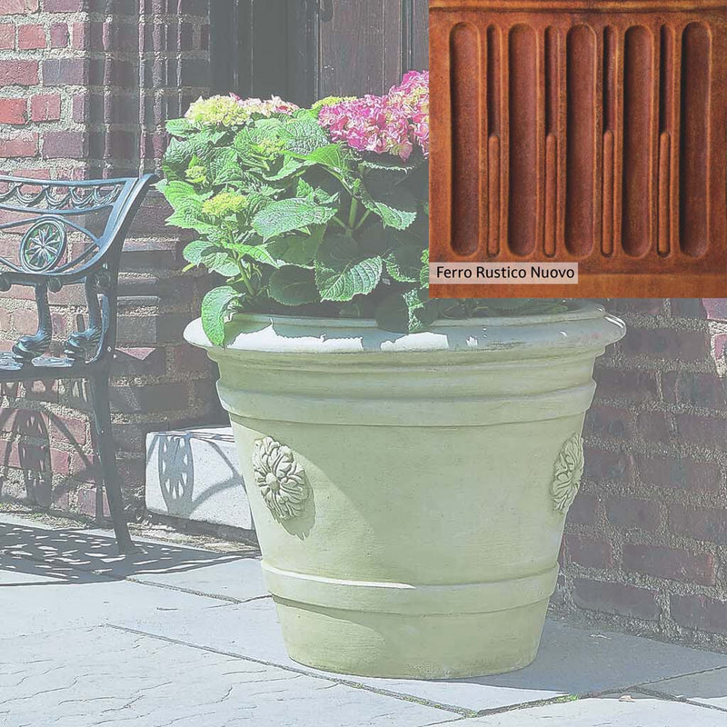 French Limestone Patina for the Campania International Certosa Medallion Planter, old-world creamy white with ivory undertones.