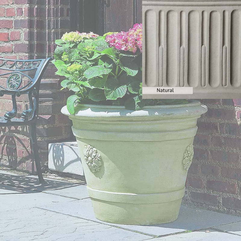 Natural Patina for theCampania International Certosa Medallion Planter is unstained cast stone, the brightest and whitest finish that will age.