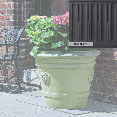 Nero Nuovo Patina for theCampania International Certosa Medallion Planter, bold dramatic black patina for the garden.