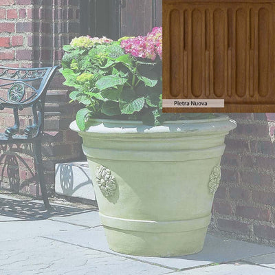 Pietra Nuova Patina for the Campania International Certosa Medallion Planter, a rich brown blended with black and orange.