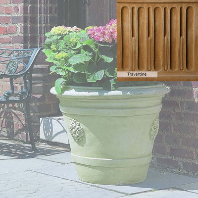 Travertine Patina for the Campania International Certosa Medallion Planter, soft yellows, oranges, and brown for an old-word garden.