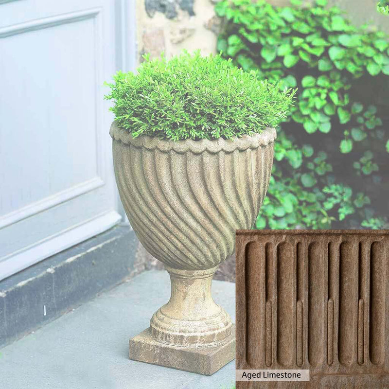 Aged Limestone Patina for the Campania International Ravenna Urn, brown, orange, and green for an old stone look.