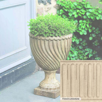 French Limestone Patina for the Campania International Ravenna Urn, old-world creamy white with ivory undertones.