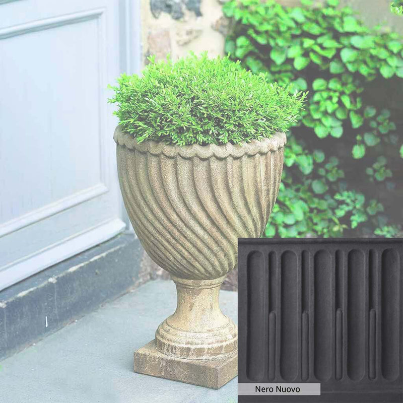 Nero Nuovo Patina for theCampania International Ravenna Urn, bold dramatic black patina for the garden.