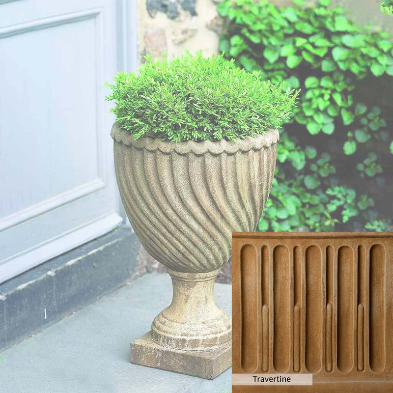 Travertine Patina for the Campania International Ravenna Urn, soft yellows, oranges, and brown for an old-word garden.