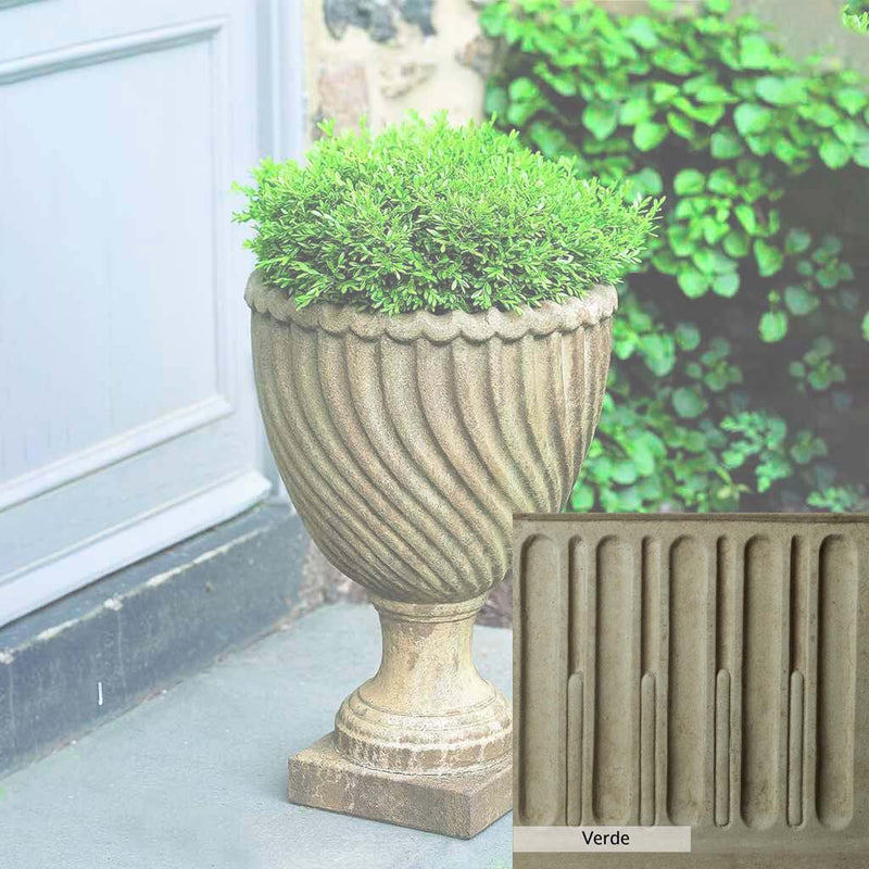 Verde Patina for the Campania International Ravenna Urn, green and gray come together in a soft tone blended into a soft green.
