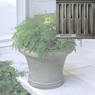 Alpine Stone Patina for the Campania International Westport Planter, a medium gray with a bit of green to define the details.