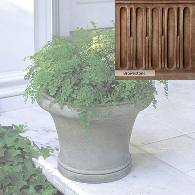 Brownstone Patina for the Campania International Westport Planter, brown blended with hints of red and yellow, works well in the garden.