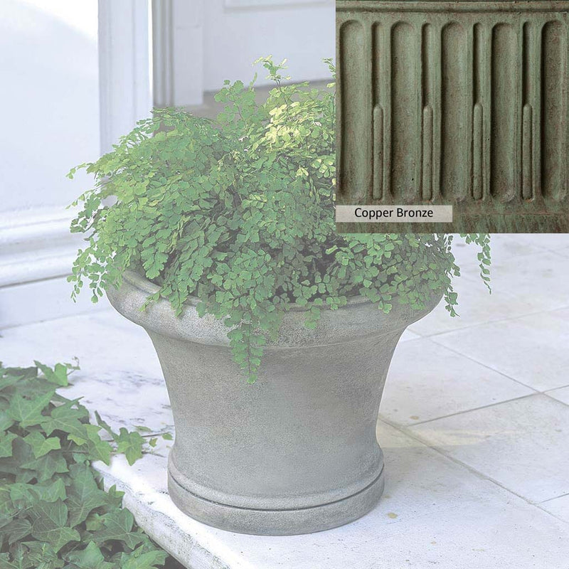 Copper Bronze Patina for theCampania International Westport Planter, blues and greens blended into the look of aged copper.