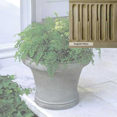 English Moss Patina for the Campania International Westport Planter, green blended into a soft pallet with a light undertone of gray.