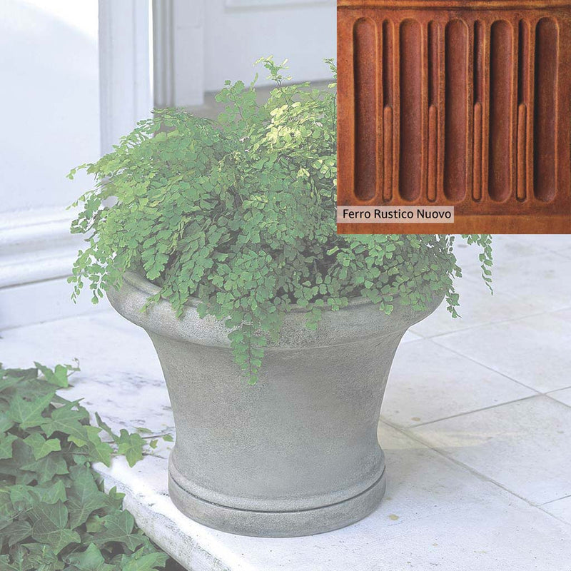 Ferro Rustico Nuovo Patina for the Campania International Westport Planter, red and orange blended in this striking color for the garden.