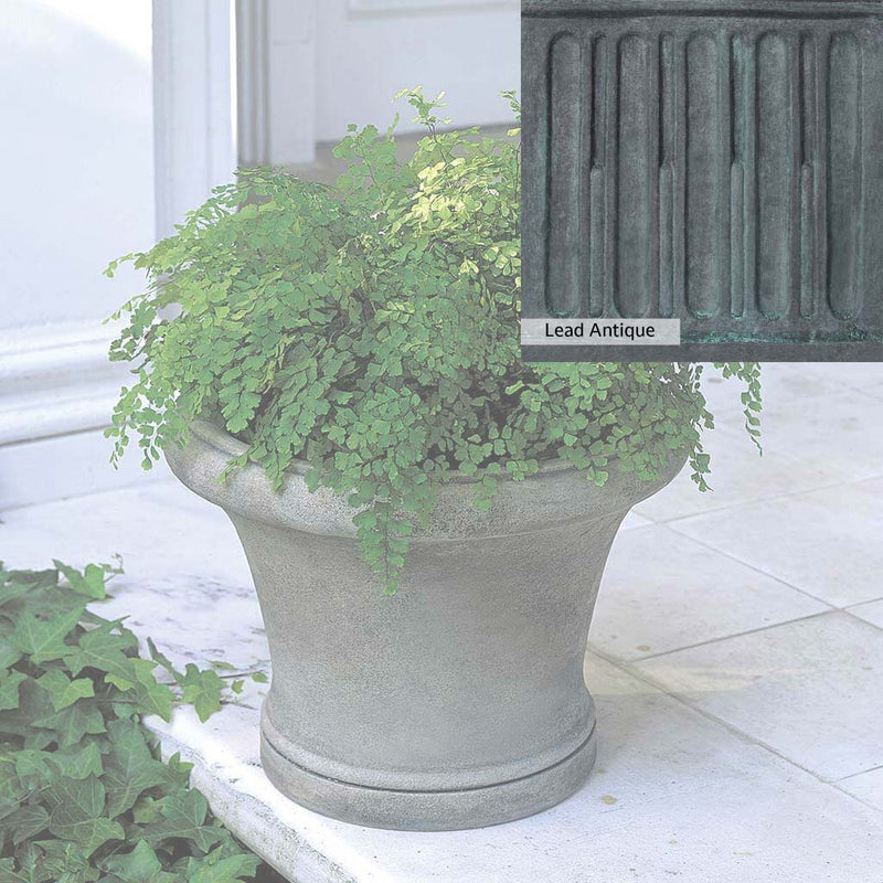 The Lead Antique Patina for the Campania International Westport Planter, aged blue and grey layered to give the look of a classic antique lead patina.
