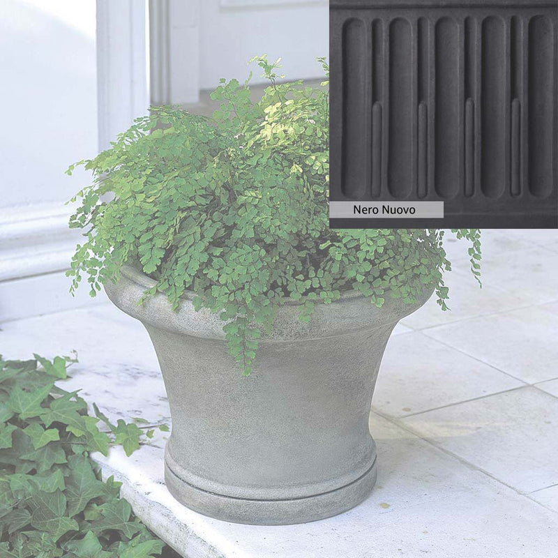 Nero Nuovo Patina for theCampania International Westport Planter, bold dramatic black patina for the garden.