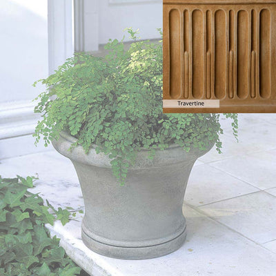 Travertine Patina for the Campania International Westport Planter, soft yellows, oranges, and brown for an old-word garden.