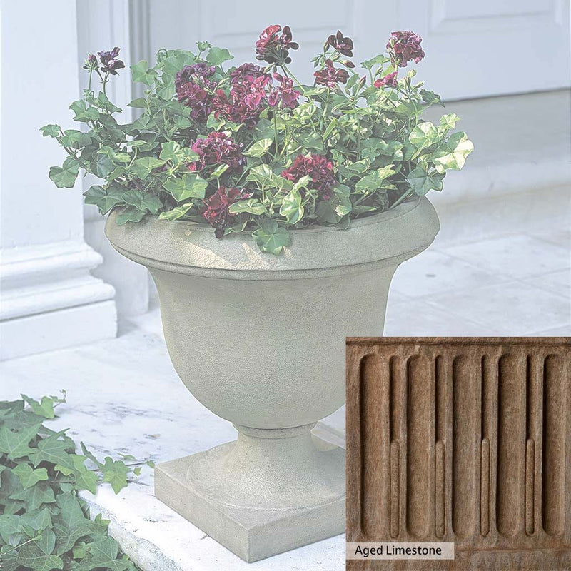 Aged Limestone Patina for the Campania International Litchfield Urn, brown, orange, and green for an old stone look.