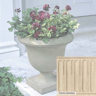 French Limestone Patina for the Campania International Litchfield Urn, old-world creamy white with ivory undertones.