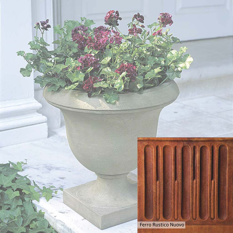 Ferro Rustico Nuovo Patina for the Campania International Litchfield Urn, red and orange blended in this striking color for the garden.