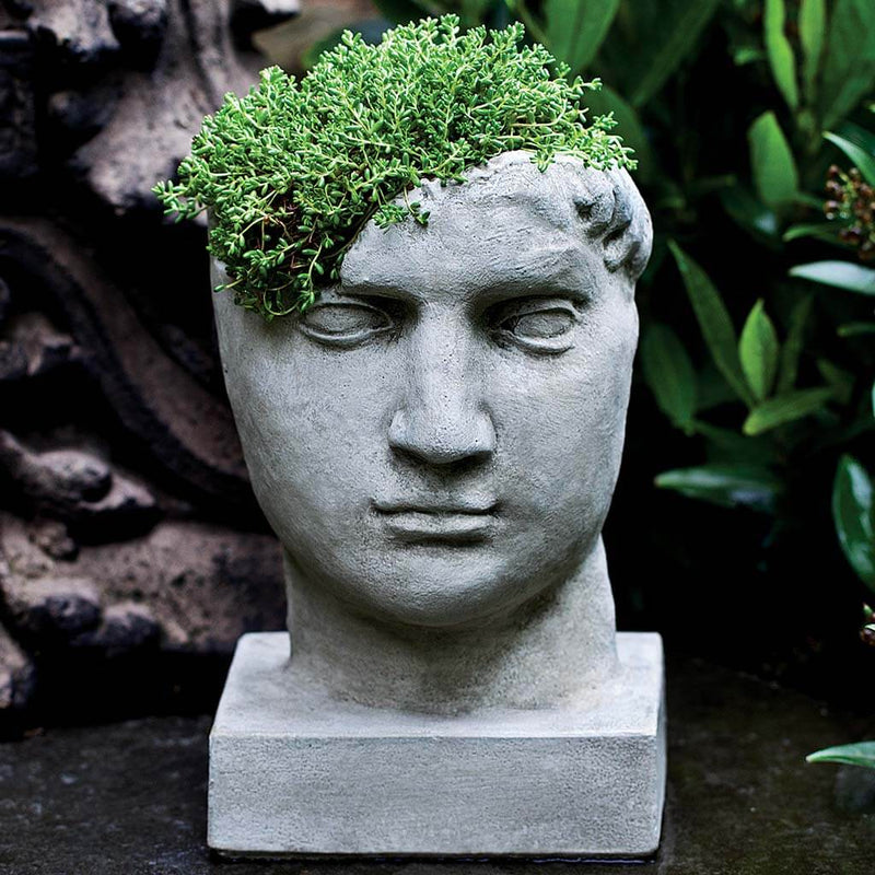Campania International Aurelius Planter is shown in the Alpine Stone Patina. Made from cast stone.