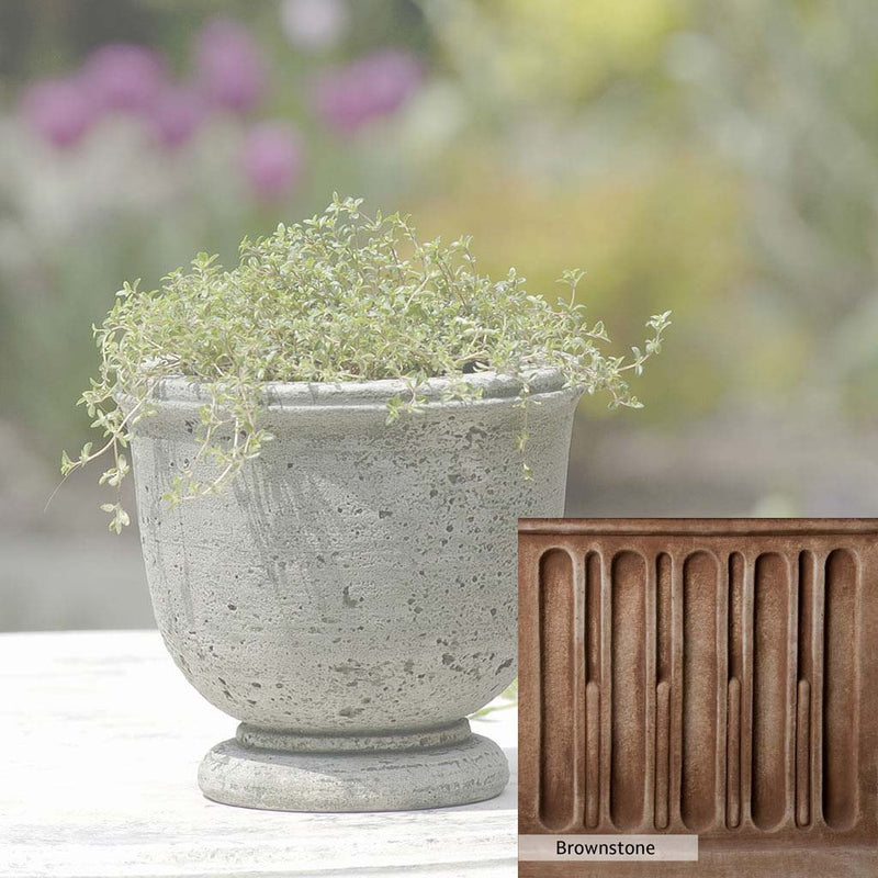 Brownstone Patina for the Campania International Arles Planter, brown blended with hints of red and yellow, works well in the garden.
