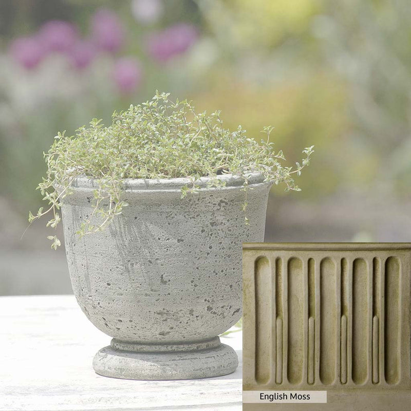 English Moss Patina for the Campania International Arles Planter, green blended into a soft pallet with a light undertone of gray.