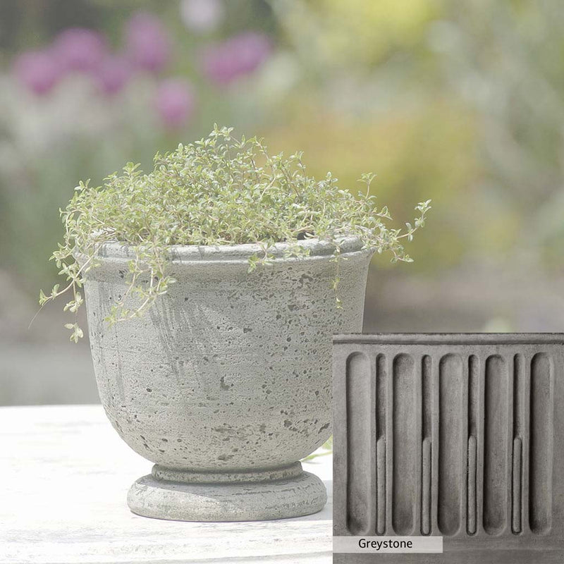 Greystone Patina for the Campania International Arles Planter , a classic gray, soft, and muted, blends nicely in the garden.
