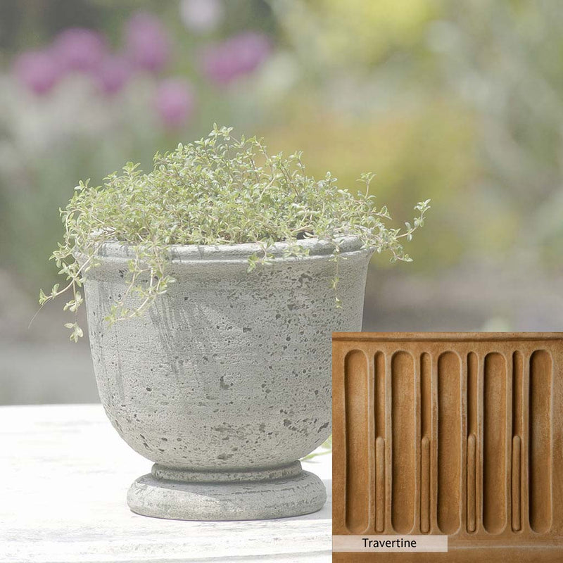 Travertine Patina for the Campania International Arles Planter, soft yellows, oranges, and brown for an old-word garden.