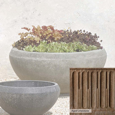 Aged Limestone Patina for the Campania International Giulia Large Planter, brown, orange, and green for an old stone look.
