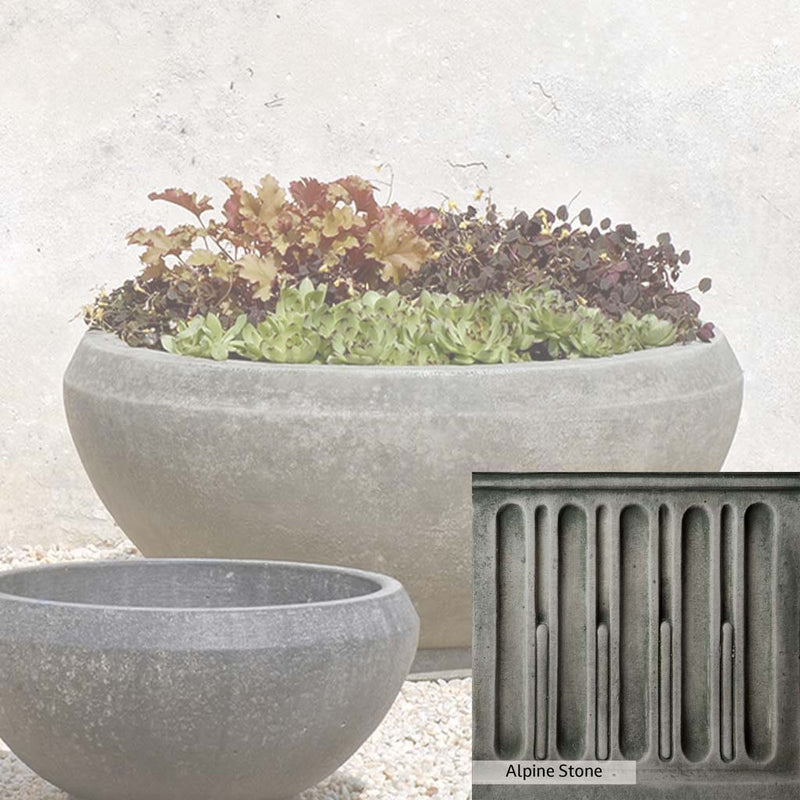 Alpine Stone Patina for the Campania International Giulia Large Planter, a medium gray with a bit of green to define the details.