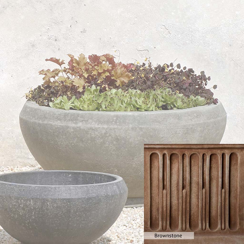 Brownstone Patina for the Campania International Giulia Large Planter, brown blended with hints of red and yellow, works well in the garden.