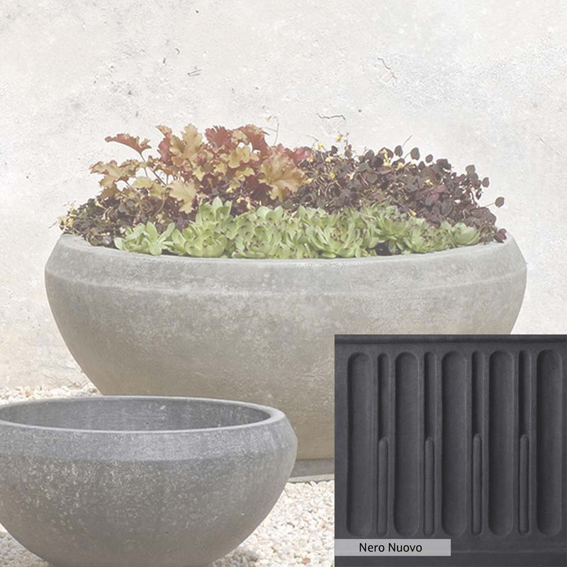 Nero Nuovo Patina for theCampania International Giulia Large Planter, bold dramatic black patina for the garden.